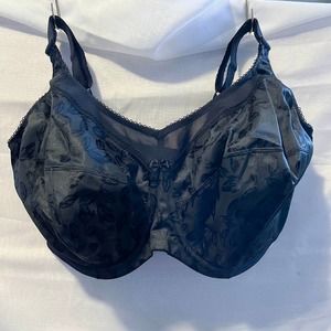 NWT Goddess Petra Black Satin Unlined Underwire Banded Bra GD6650 - 38L